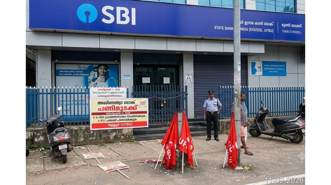 നാളെ ബാങ്ക് പണിമുടക്ക്; തുടർച്ചയായി മൂന്ന് ദിവസം ശാഖാ സേവനങ്ങൾക്ക് തടസ്സം